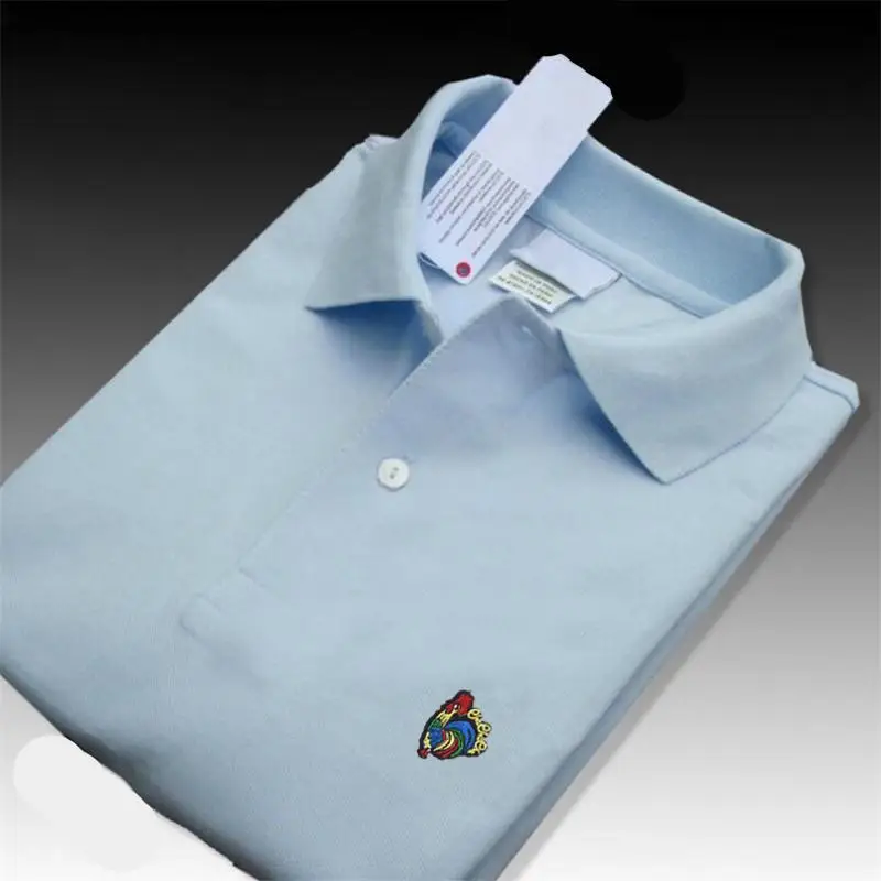 Мужские рубашки поло с коротким рукавом повседневные из 100% хлопка отворотом XS-4XL