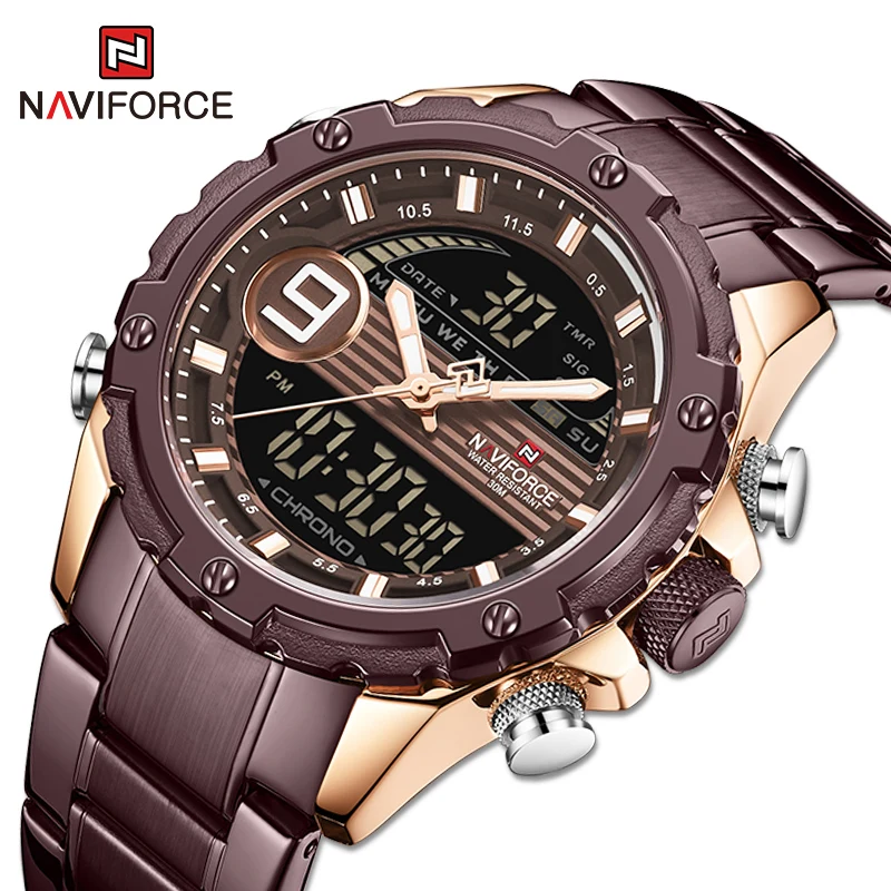 NAVIFORCE спортивные мужские часы Лучшие Роскошные Аналоговые цифровые военные