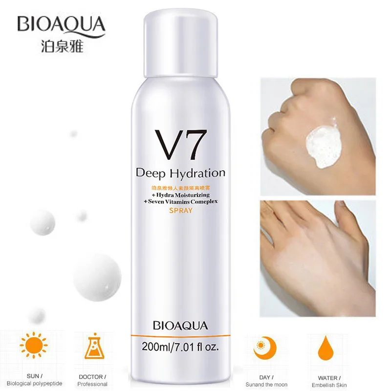 Espray de aislamiento de protección solar para el cuidado de la piel, corrector blanqueador resistente al agua V7, hidratación hidratante, contiene 7 vitaminas para el cuidado de la piel