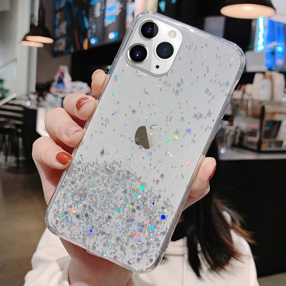 Блестящий чехол с золотой фольгой для IPhone 12 Mini 11 Pro Max X XR XS MAX 7 8 Plus 6 6s 5 5s SE 2020