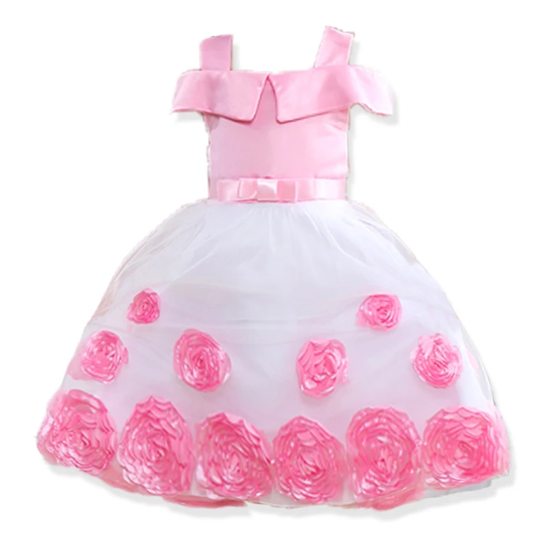 Little Girl Ceremonies Dress Rose Children's Clothing Tutu Kids Dresses For Girls Clothes Wedding Party Gown Vestidos Robe Fille | Детская