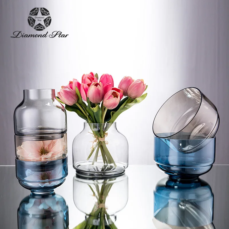 Ваза из дутого стекла современный Градиент прозрачный гидропонный гербарий