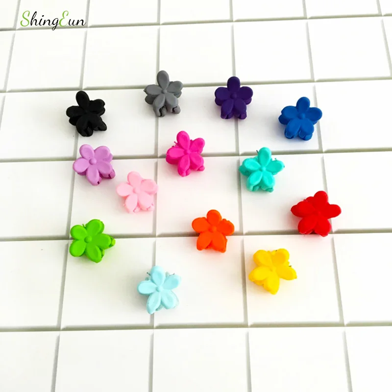20 шт. Разноцветные Милые матовые маленькие цветочные мини заколки для волос