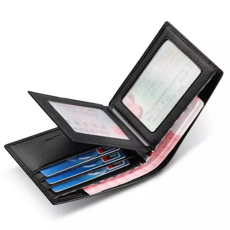 Мужской тонкий кошелек из натуральной кожи мини повседневный дизайн двойной