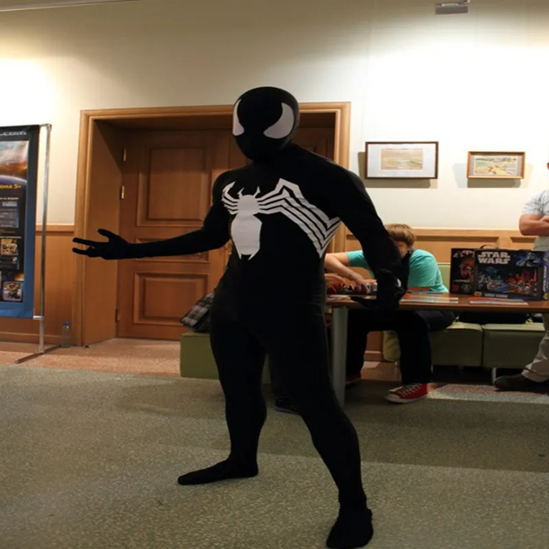 Костюм Человека паука костюм Лего зентай для косплея черный Веном Супергерой