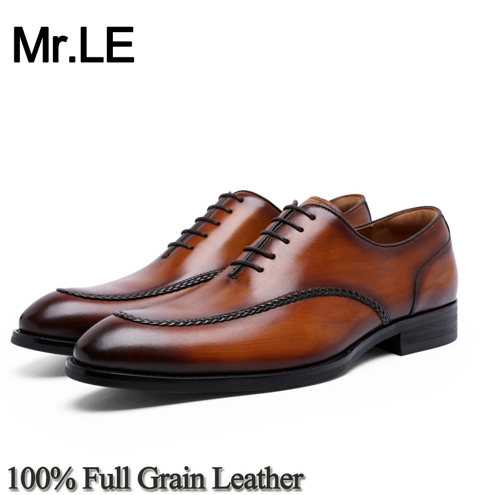 Мужские кожаные туфли коричневые из 100% натуральной кожи деловые для офивечерние
