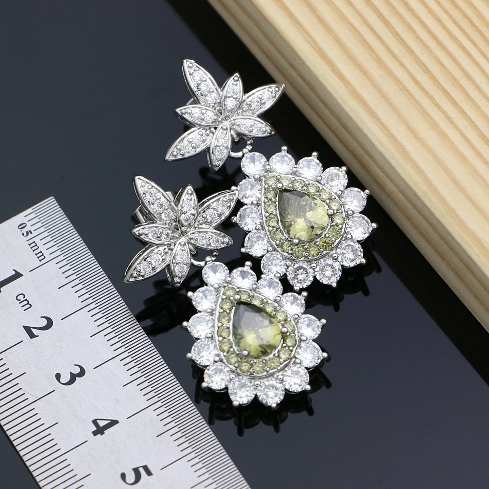 Дропшиппинг серебро 925 комплекты ювелирных украшений цвет оливковый зеленый