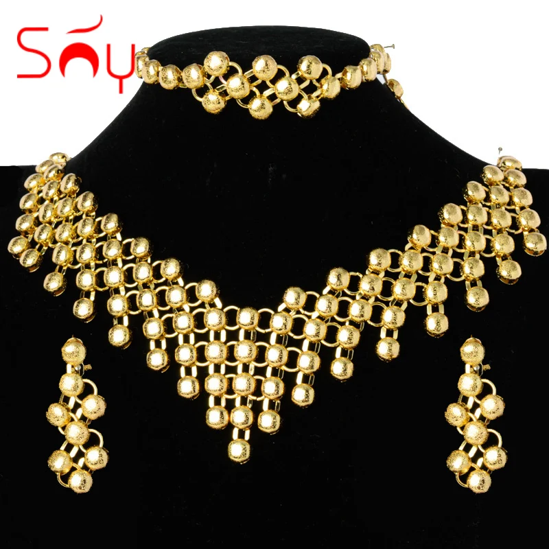 

Sunny Jewelry Sets Gold Planted Earrings Necklace Bracelet New Fashion Dubai African Bohemia For Women Wear Gift Anniversary