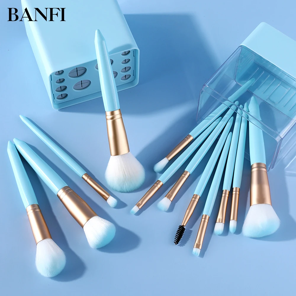 

FUQUE 2021 New 12 Pcs Makeup Brushes Women Professional Cosmetics Blush Foundation Eyeshadow Eyelash Beauty Make Up Tool Set