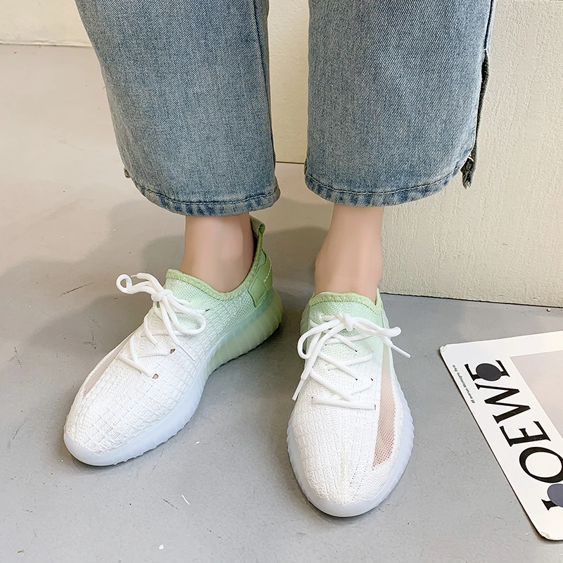 

Женская вязаная обувь весна-лето 2021, дышащая Спортивная обувь для студентов, обувь для бега для уличной стрельбы, Женская Вулканизированная...