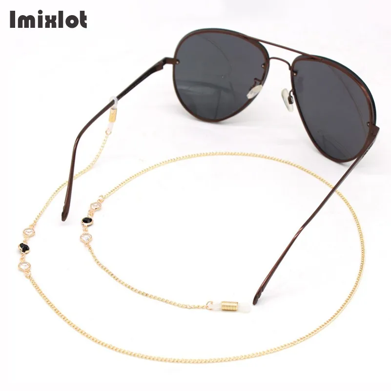 

Black White Round Crystal Glasses Chain for Women Metal Sunglasses Chains Lanyard Straps Cords Chic Eyeglasses Holder Lanyards