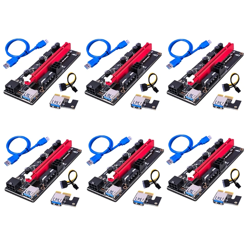 

PCI E Graphics Card Extension Cable Adapter Usb3.0 Adapter Card PCI-E 1X 4x 8x 16x Extender Adapter SATA 15Pin to 6 Piin