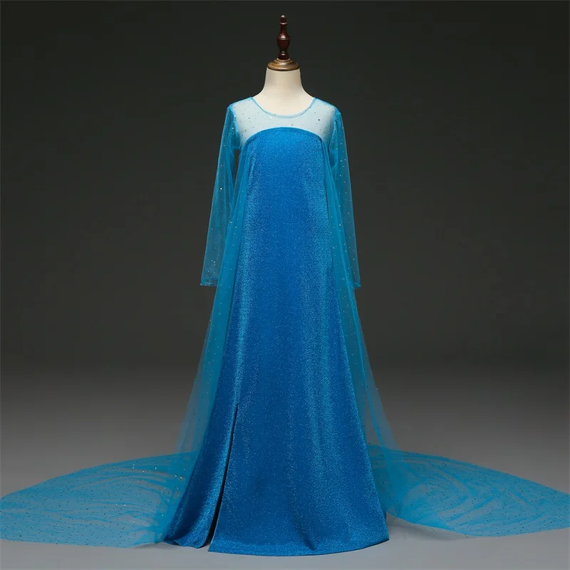 Платье принцессы Эльзы и Анны со шлейфом для девочек 6 лет платья с длинными