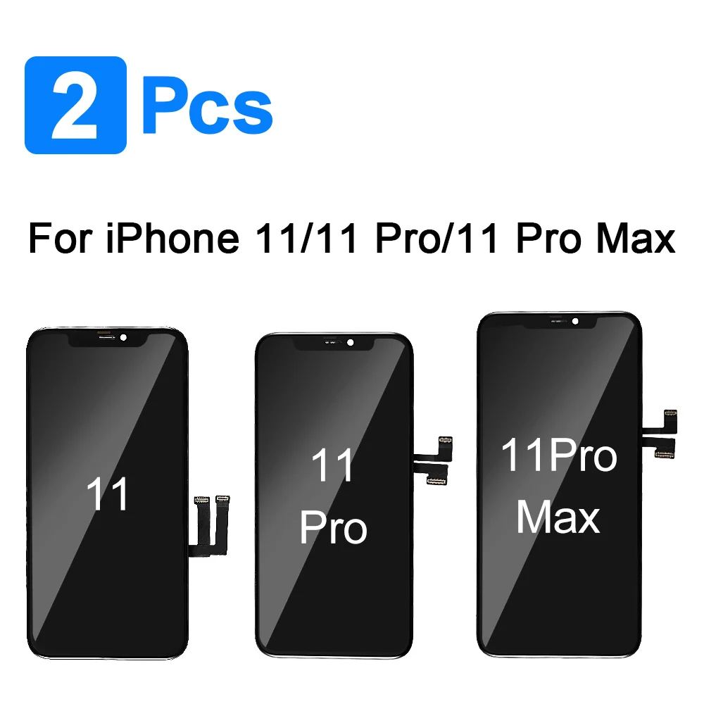 

ЖК-дисплей Pantalla для iphone 11, экран OEM для iPhone 11 Pro Max, OLED дисплей с сенсорным дигитайзером в сборе для iPhone X, XS Max, OLED, 2 шт.