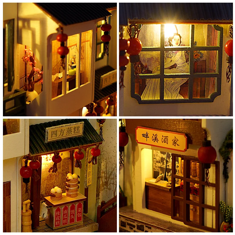 diy book nook shelf insert kits miniature dollhouse with furniture roombox bookends model building toys girls gifts home decor free global shipping