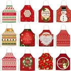 кухонные аксессуары для дома и кухни фартук поварской Рождественское украшение, Санта-Клаус, олень, узорные фартуки для уборки, Декор для дома, новый год, лен