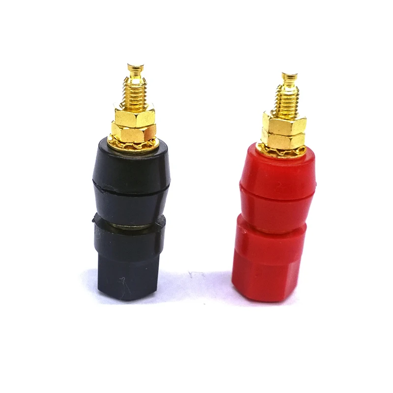 

2 pcs red black hexagonal terminals 250V 5A speaker plug crimp terminal connector audio speaker plug cold press without welding