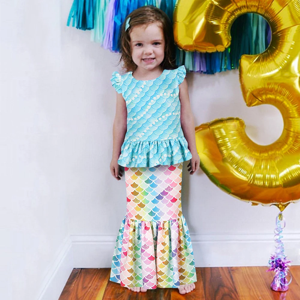 Детский костюм Русалочки маскарадный принцессы для девочек топ на бретелях +