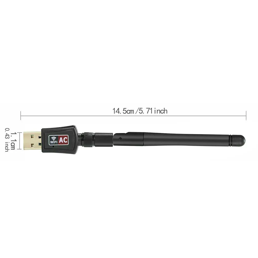 

High Speed USB Wifi Adapter Wireless Wifi Dongle 600Mbps Dual Band 2.4G/5.8G Rotatable Antenna Compatible With 802.11AC Black