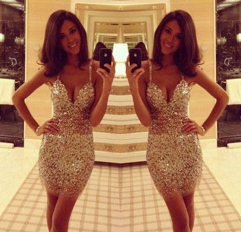 

jupon mariage W138 Spaghetti Straps Sheath 2018 Formal Sexy V neck Party with Rhinestones and Crystals bridesmaid dresses