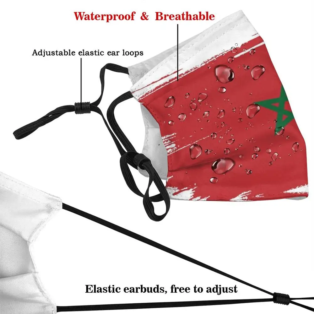 Morocco Flag T Shirt Print Washable Filter Anti Dust Mouth Mask Flags | Аксессуары для одежды