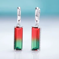 maikale new fashion square gradient color drop earrings for women rose gold fine jewelry tourmaline zircon glass dangle earrings