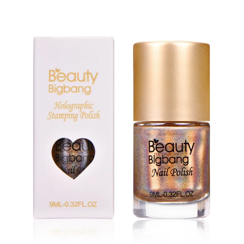 BeautyBigBang 9 мл голографический лак для стемпинга ногтей, лак для печати, лак для нейл-арта, стойкий лазерный лак для ногтей, Перманентный