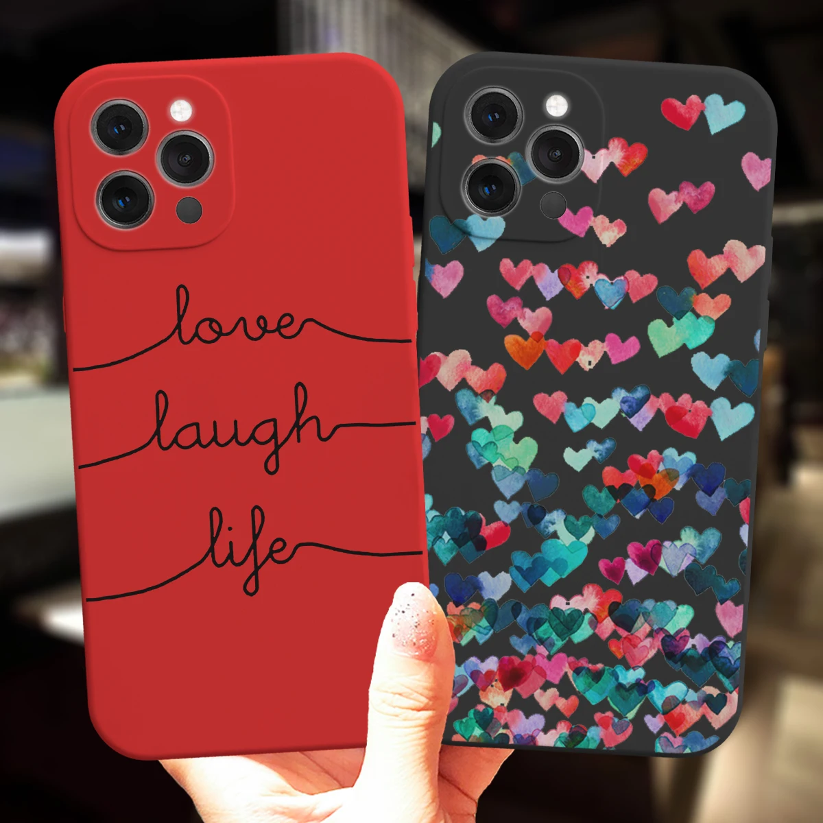 For iPhone 13 12 11 Pro Max X XS XR 7 8 Plus 13Mini Case Fashion Luxury Love Laugh Life Candy Matte Soft Silicone Back Cover