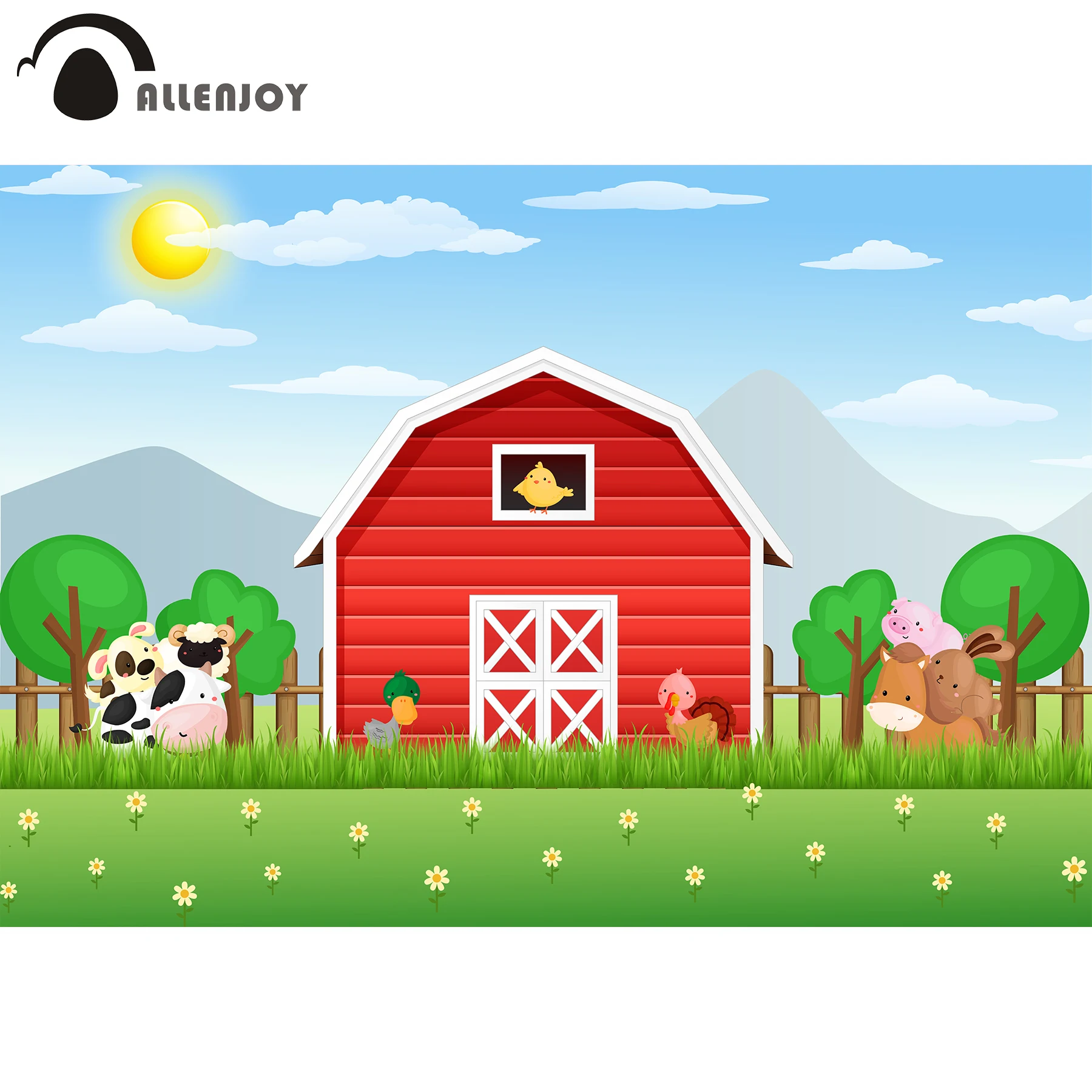 Allenjoy Профессиональный фон для фотосъемки прекрасная ферма красный дом Солнечный