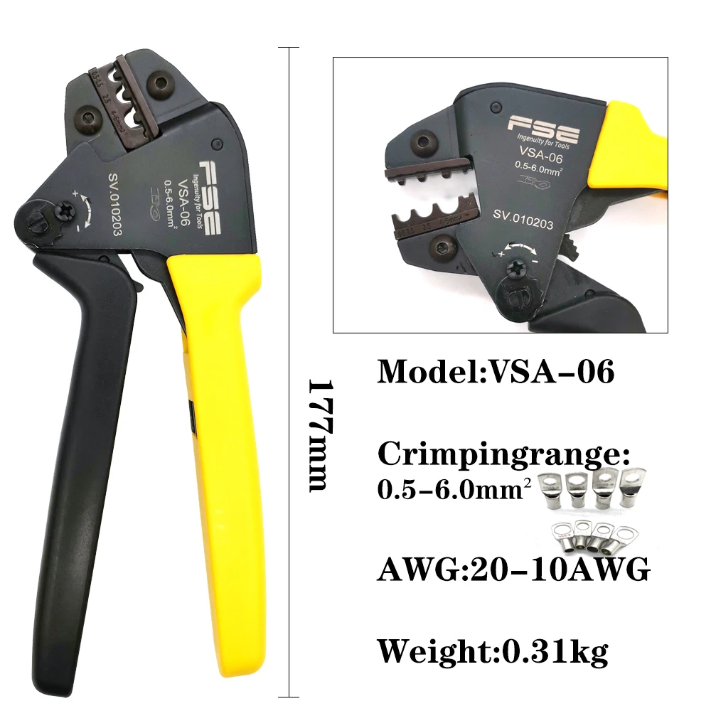 

VSA Series Crimping Pliers For Non-insulated Terminal Bare Terminals Clamp Labor-saving Quality Hand Tools