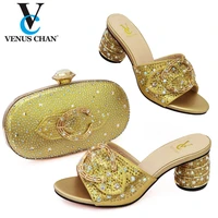latest design african women wedding shoes slip on women party shoes decorated with rhinestone shoe and bag set african sets 2021