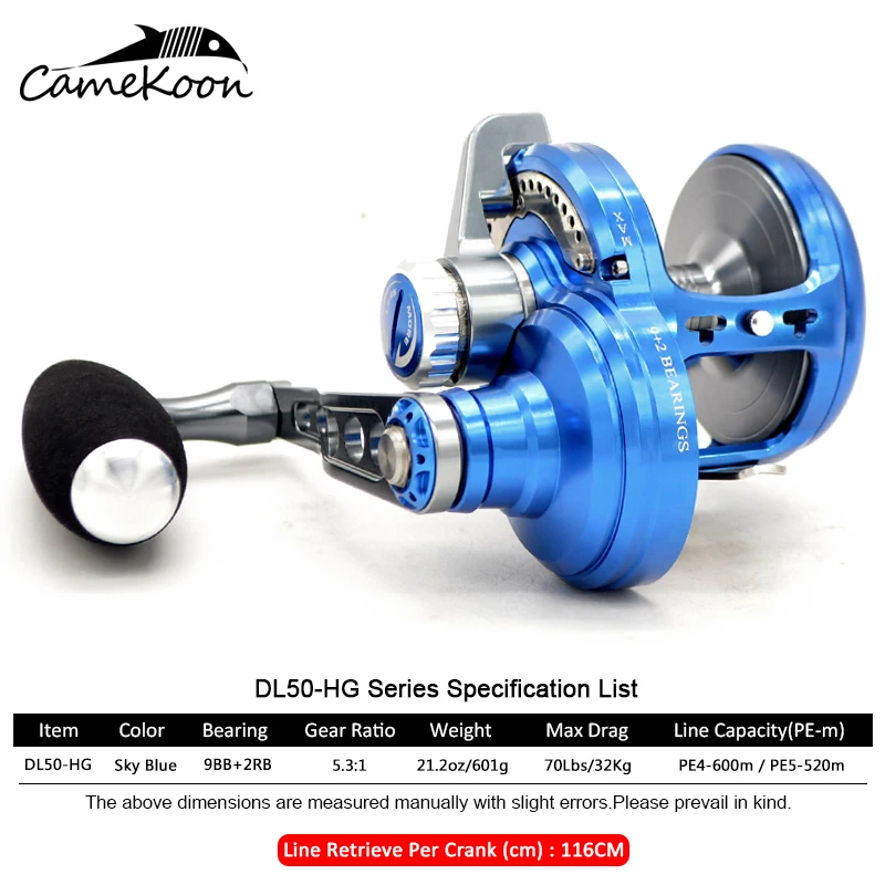 CAMEKOON медленная отжимная катушка PE4#-600 м Макс тяга 25 кг 11BB барабанная катушка полная металлическая катушка из сплава Морская глубоководная катушка для троллинговой рыбалки