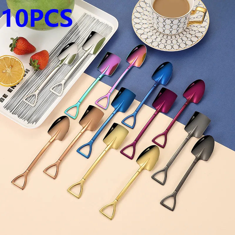 10PCS Stainless Steel Coffee Spoon Watermelon Shovel Dessert ice cream spoon Teaspoon Stirring Christmas Gifts | Дом и сад