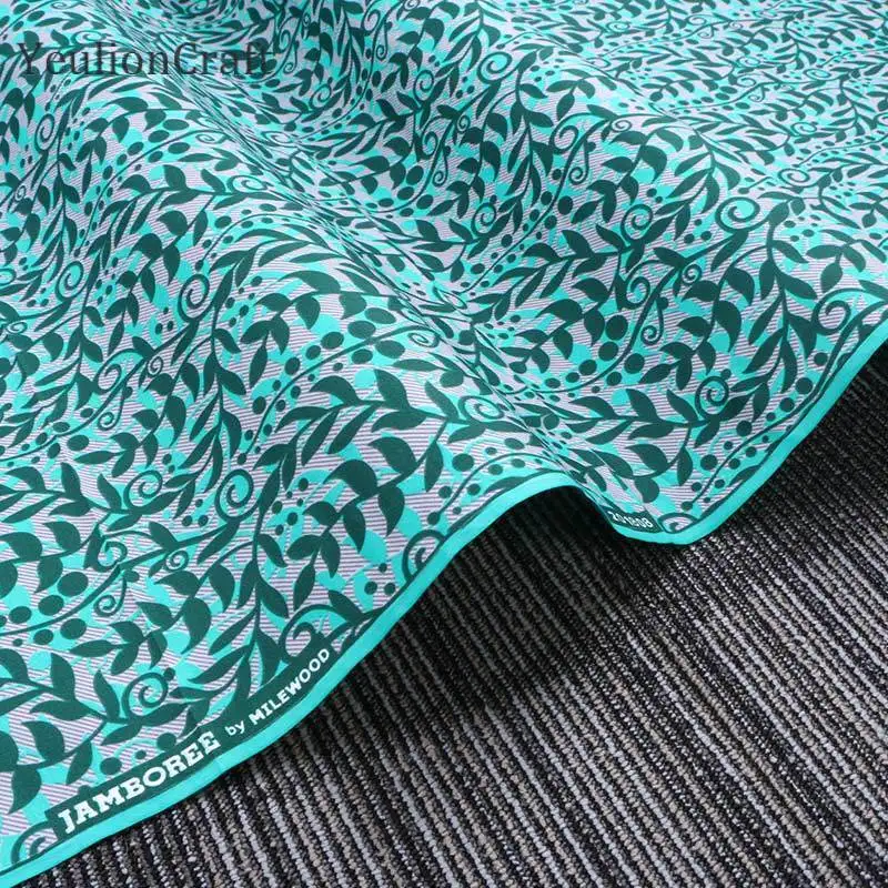 Ткань тканевая хлопчатобумажная женская голубая с принтом в виде ветки|Ткань| |