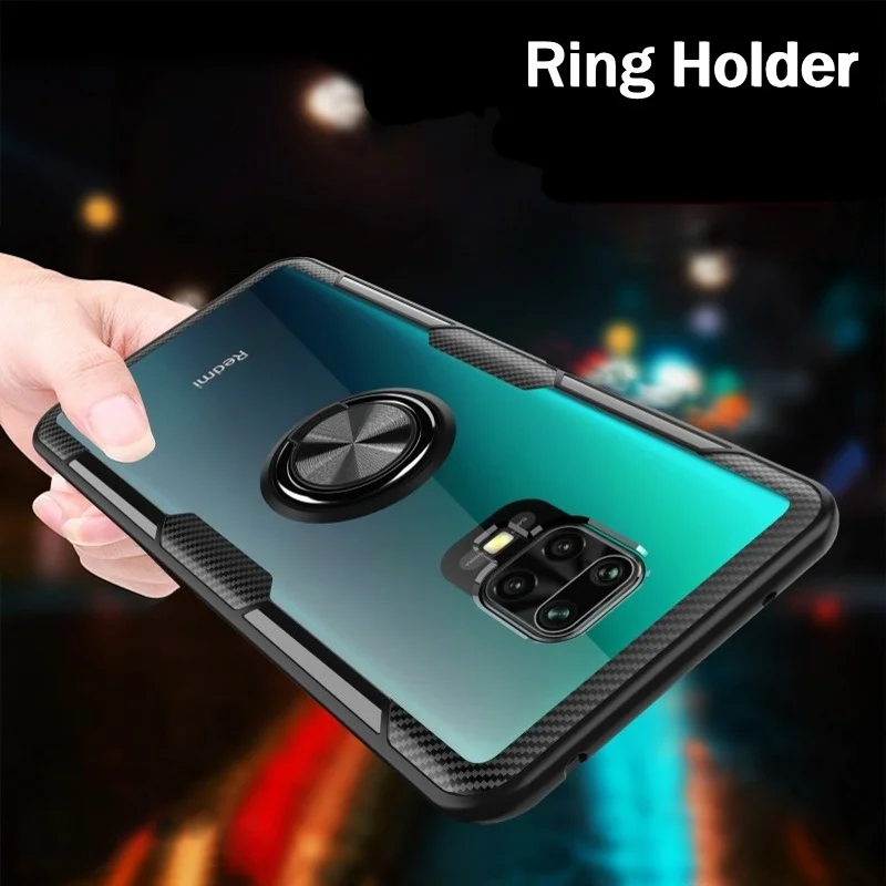 

Case For Xiaomi Redmi Note 9 Pro Max Cover Transparent Ring Kickstand Silicone Hard Plastic Case For Xiaomi Redmi Note 9S