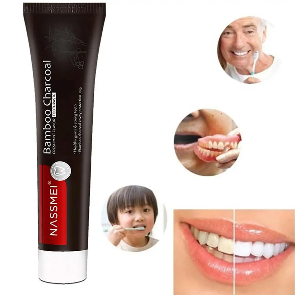 

1 Bamboo Black Activated Charcoal Toothpaste, Freshens Health Breath, Oral Support L8Z2