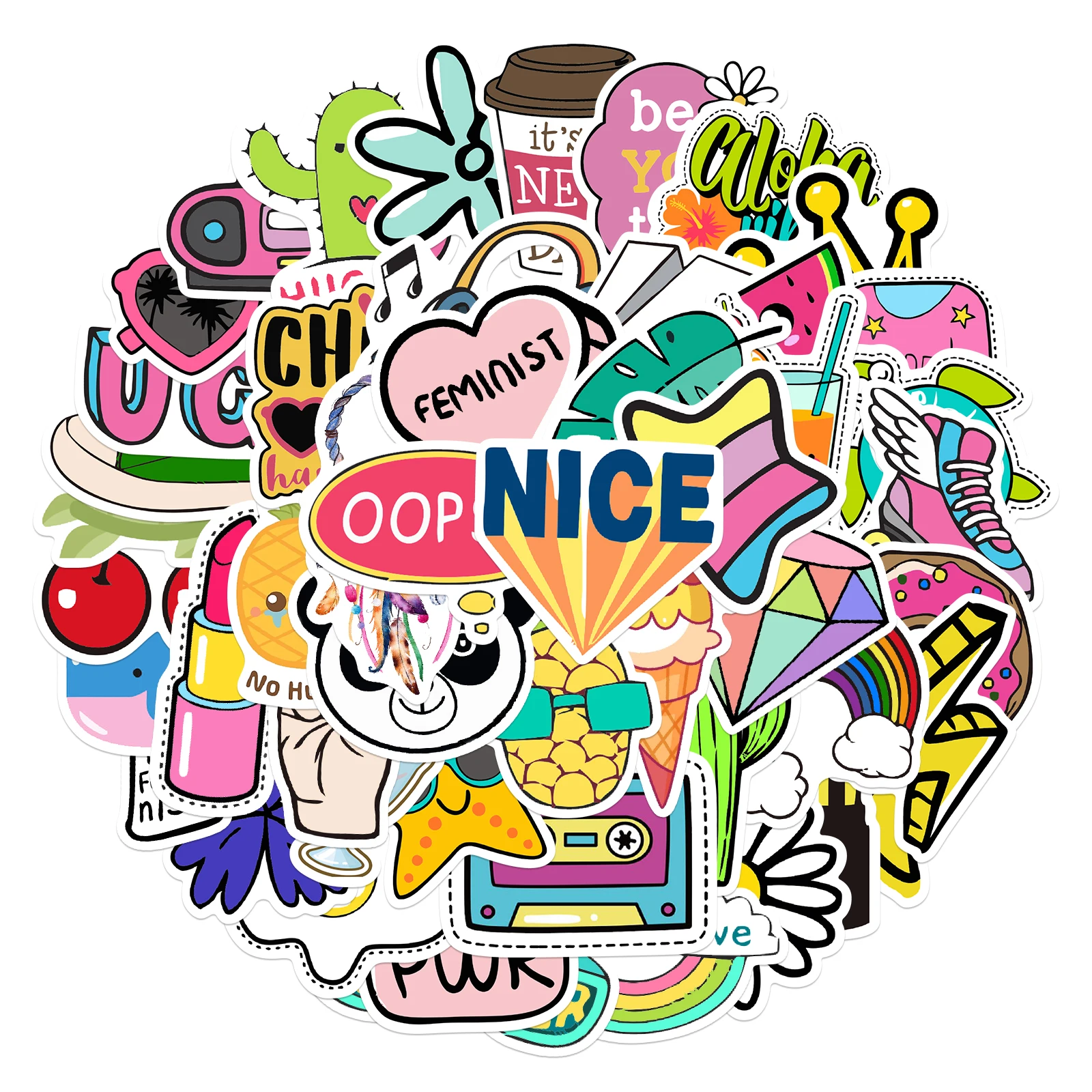 

25/50PCS Colorful Vsco Stickers Hydro Flask Water Bottle Vinyl Decals for DIY Laptop Cute Trendy Aesthetic Teen Girls Sticker