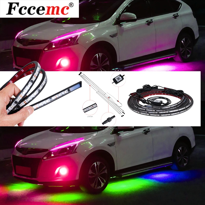 

Neon Car Underglow Light APP Control Flexible LED Strip Car RGB Underbody Automatic Backlight Light Atmosphere Decorative Lamp