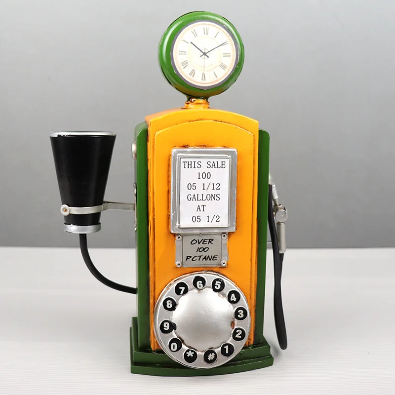 

Simulation Retro Fuel Dispenser Model Iron Crafts Creative Telephone Window Cabinet Bar Decorations For Home