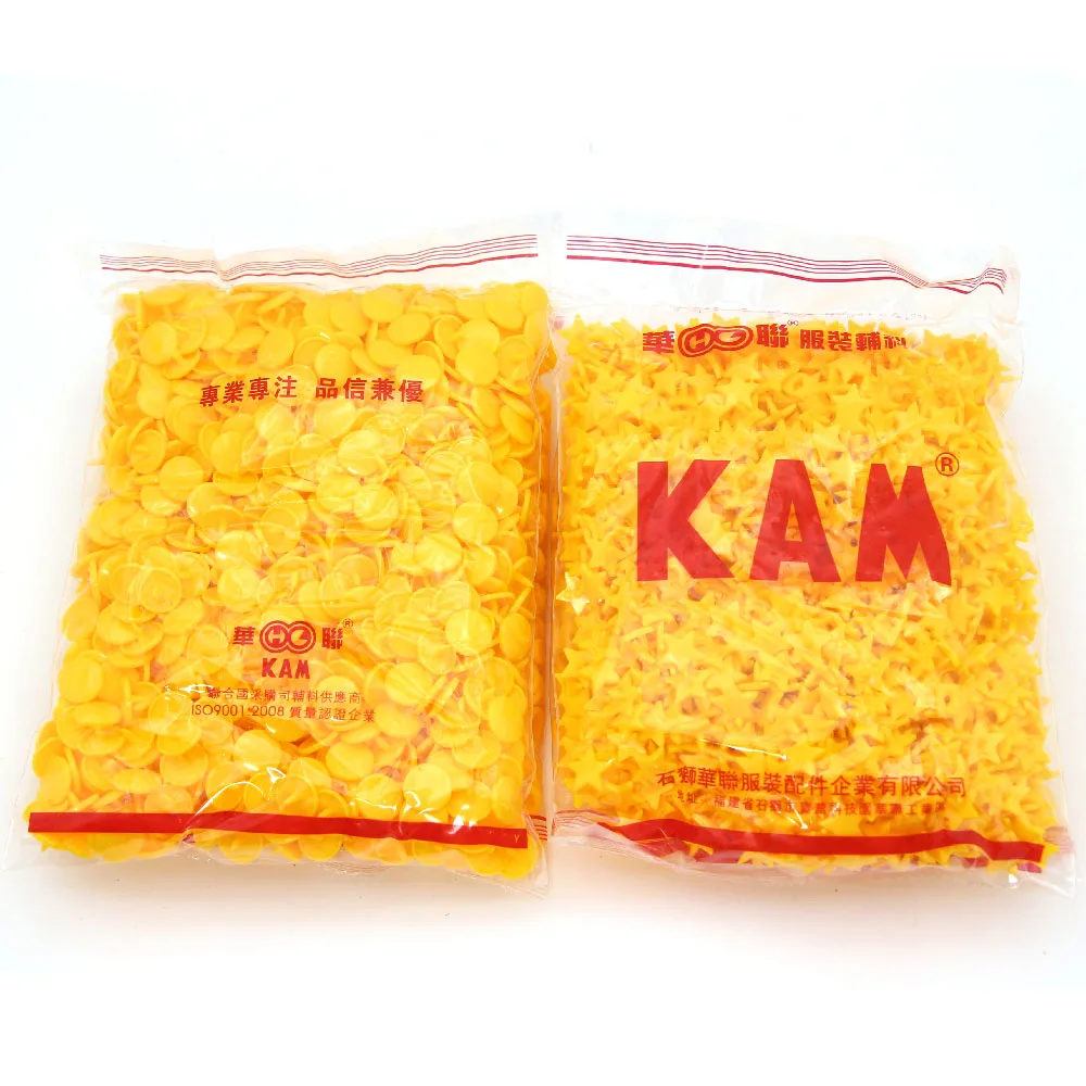 Набор из 1000 кнопок-звездочек KAM оптом из пластика T5, быстрая застежка для одежды, 15 цветов, детская пряжка, аксессуары для самостоятельного пошива одежды.