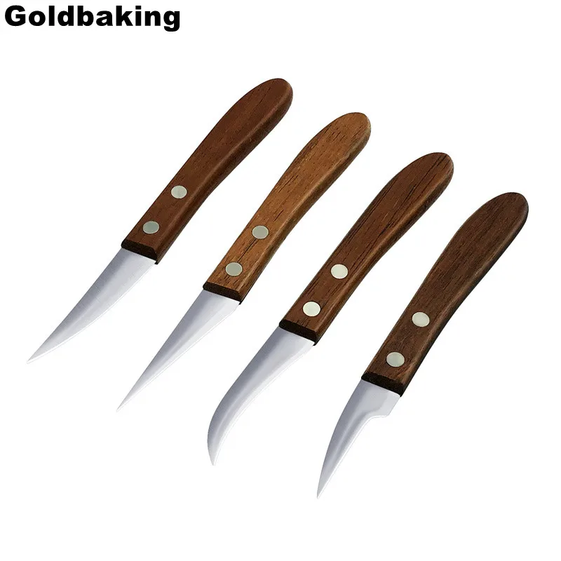 Goldbaking 4 Pieces Kitchen Vegetable DIY Carving Knives Professional Chef Sharp Well Food Fruit Paring Knife