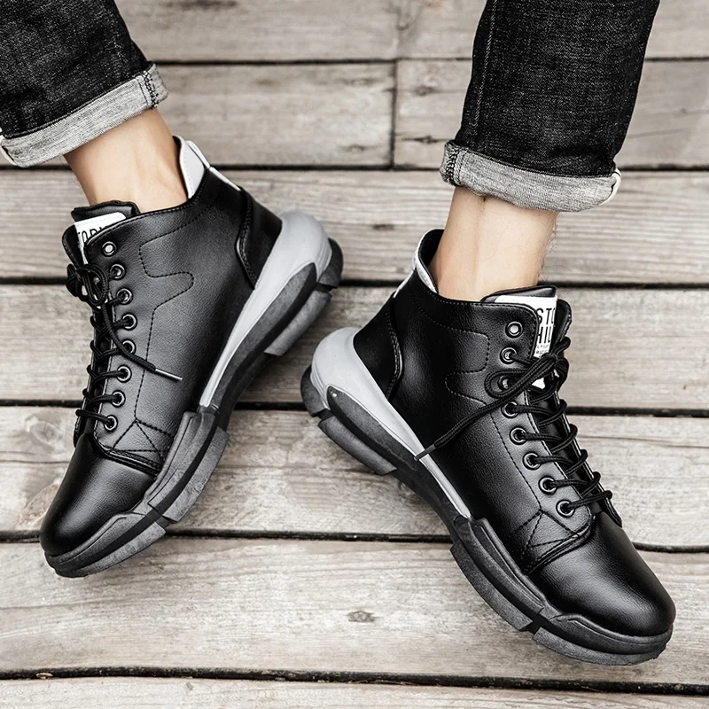

Men Fashion Shoes Hightop Sneakers Men's Shoes Fashion Zapatillas Casual Hombre Leather Sneaker High Top Zapatos