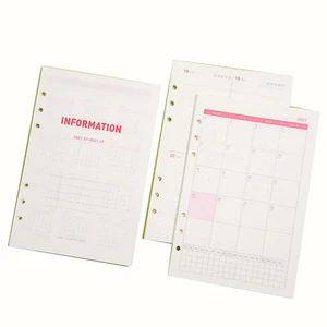 128 листов A5 повестки дня 2021 график Тетрадь с отрывными листами 6 отверстий с потайными страницами Бумага еженедельно ежемесячный планировщик календарь блокнот-Органайзер