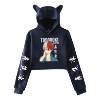 my hero academia cat cropped hoodie female long sleeve sweatshirt crop top womens pullover japanese anime shoto todoroki hoody