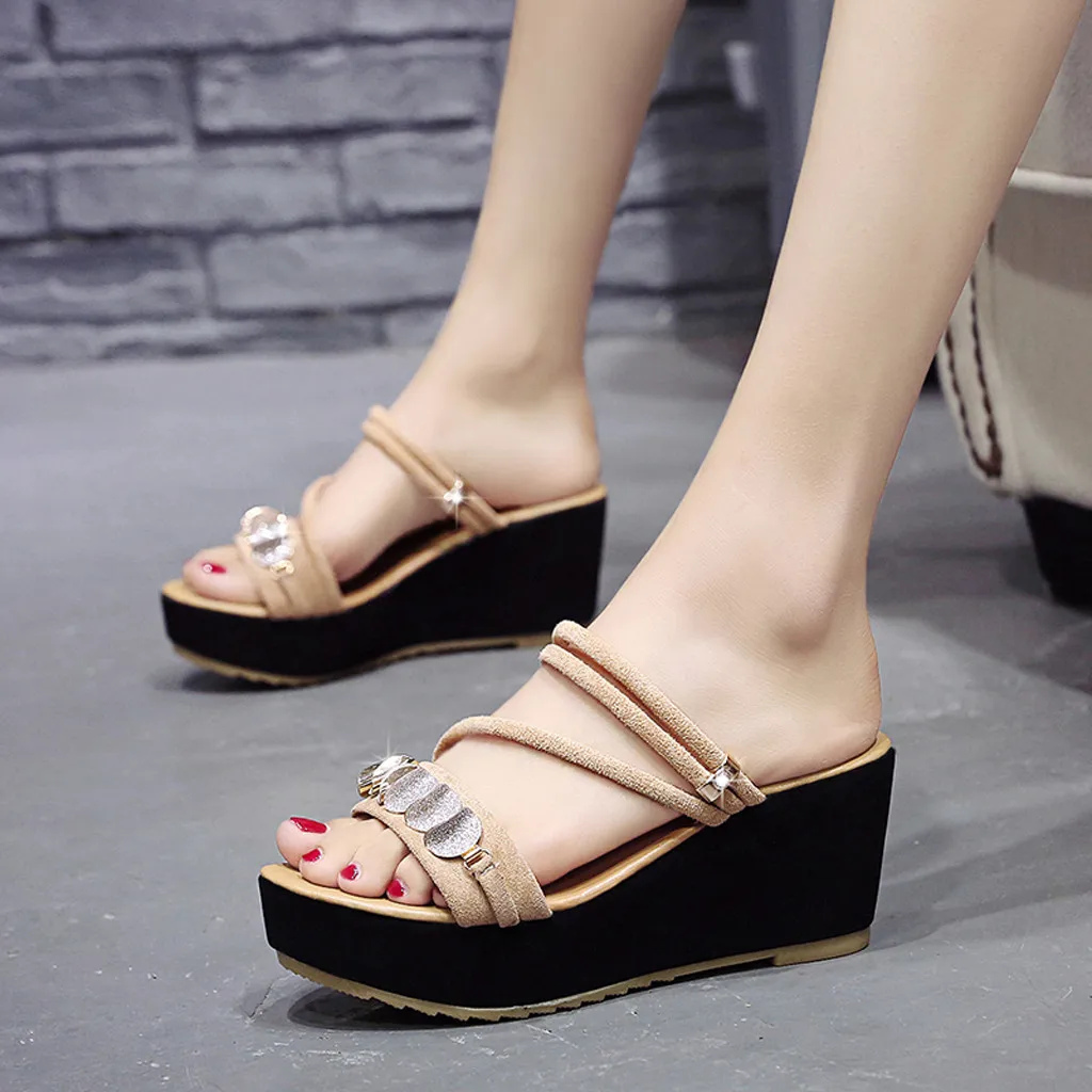 SAGACE Women's Slippers Summer Bright Leather Non-slip Wedges Outdoor Fashion Beach Ladies Shoes | Спорт и развлечения