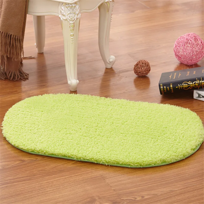 Green 40x60 см, коврики для ванной комнаты, впитывающий мягкий половик из пены с эффектом памяти, овальные Нескользящие коврики для ванной, однотонный ковер, tapete banheiro - Цвет: Green