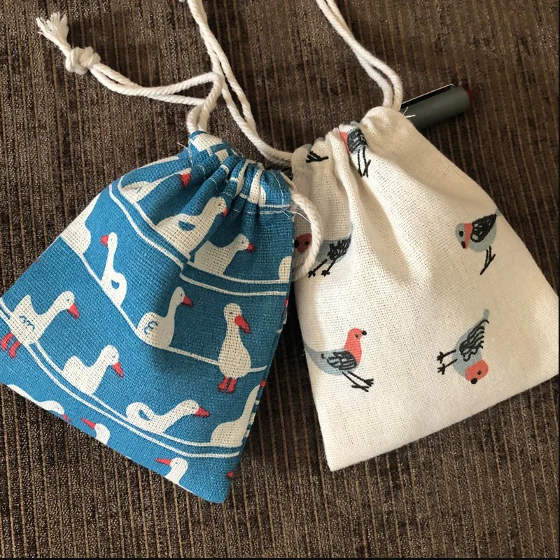 Small Printed Linen Jewelry Pouches 8x10cm(3