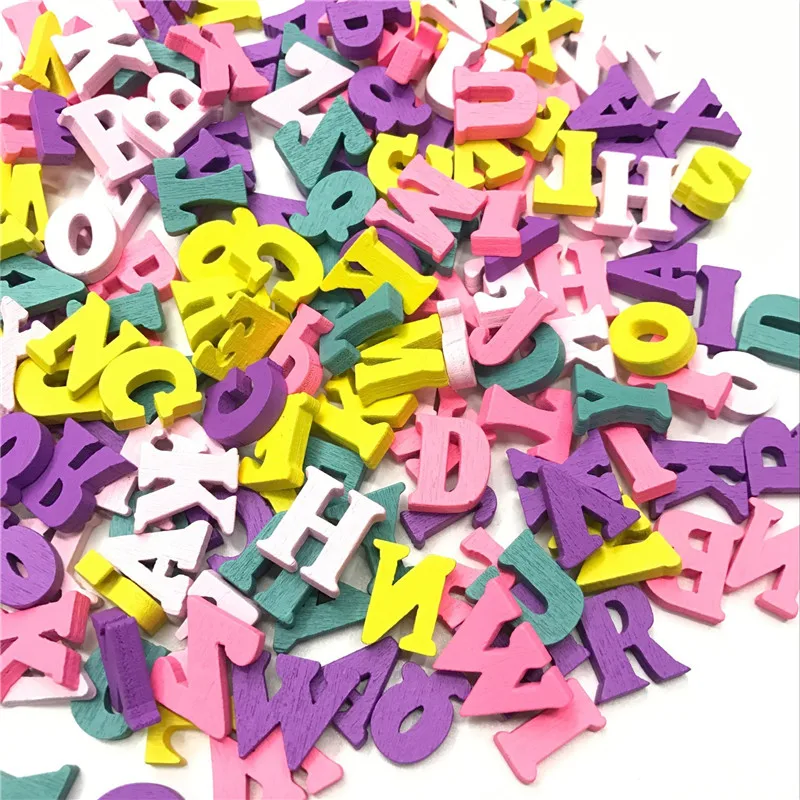 100 шт конфеты Цвета смешанный деревянный алфавитный набор сделай сам для
