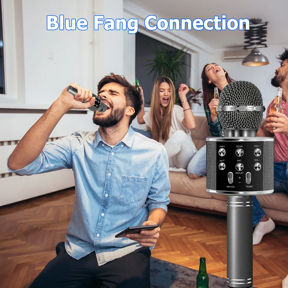 Микрофон KTV совместимый с Bluetooth беспроводной микрофон профессиональный динамик