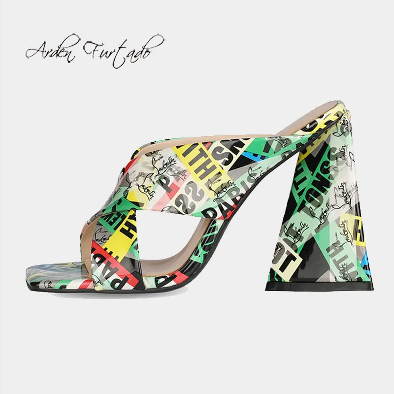 

Arden Furtado 2021 летняя модная женская обувь, женские туфли на каблуках, женская обувь с квадратным носком; Не сужающийся книзу массивный каблук; П...